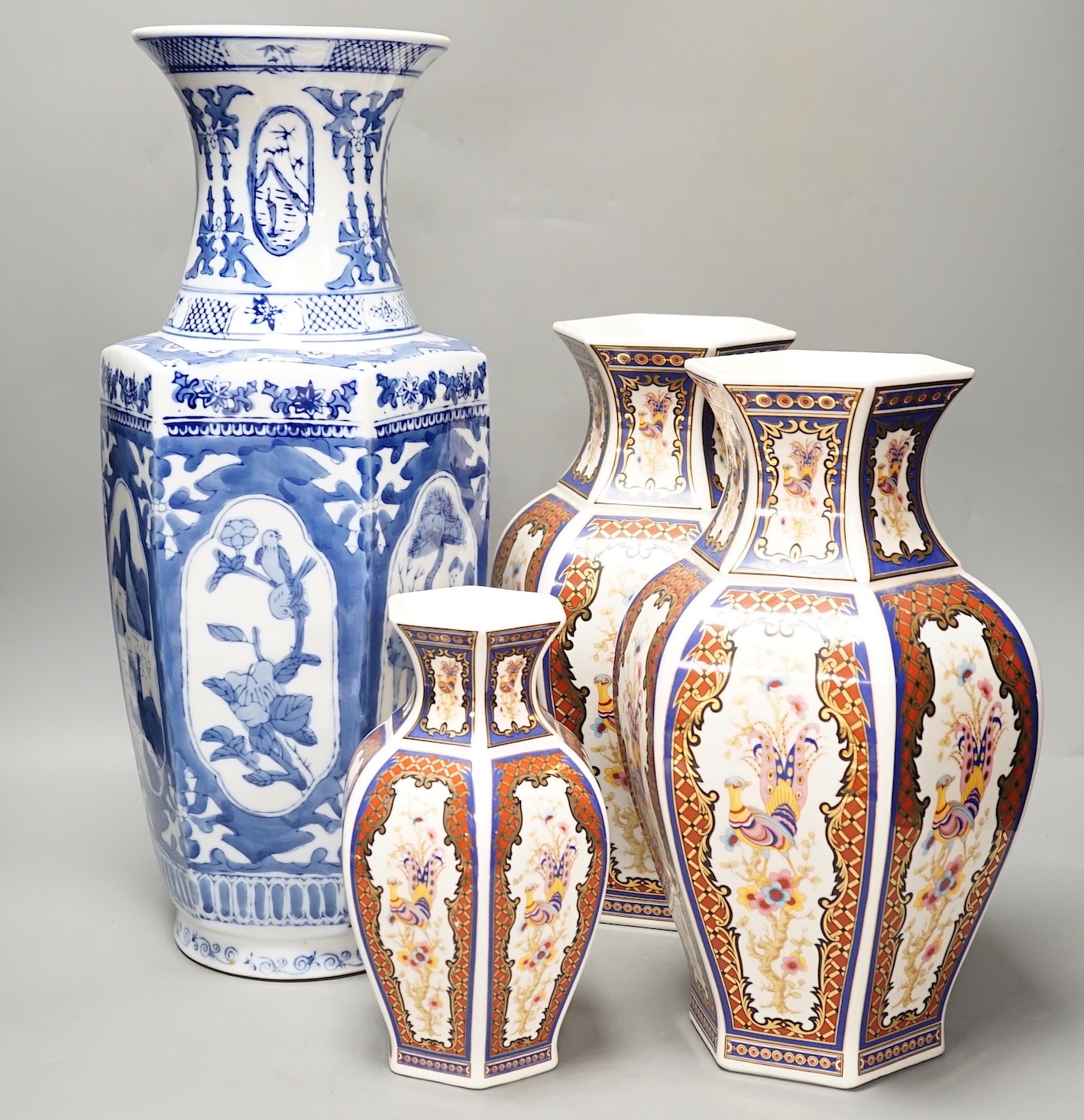 Four 20th century Chinese porcelain vases. tallest 46cm